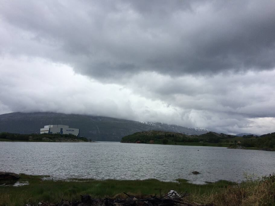 The ocean view from the cabin (This picture was taken on a rainy day)