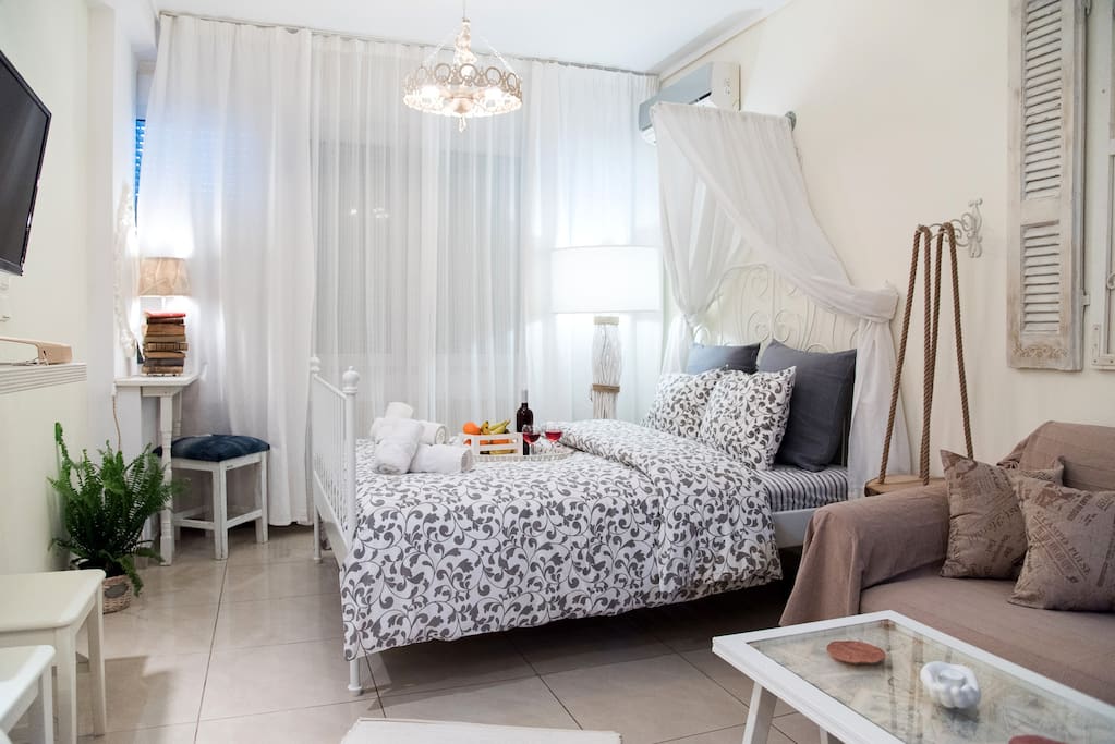 double bed and handmade items