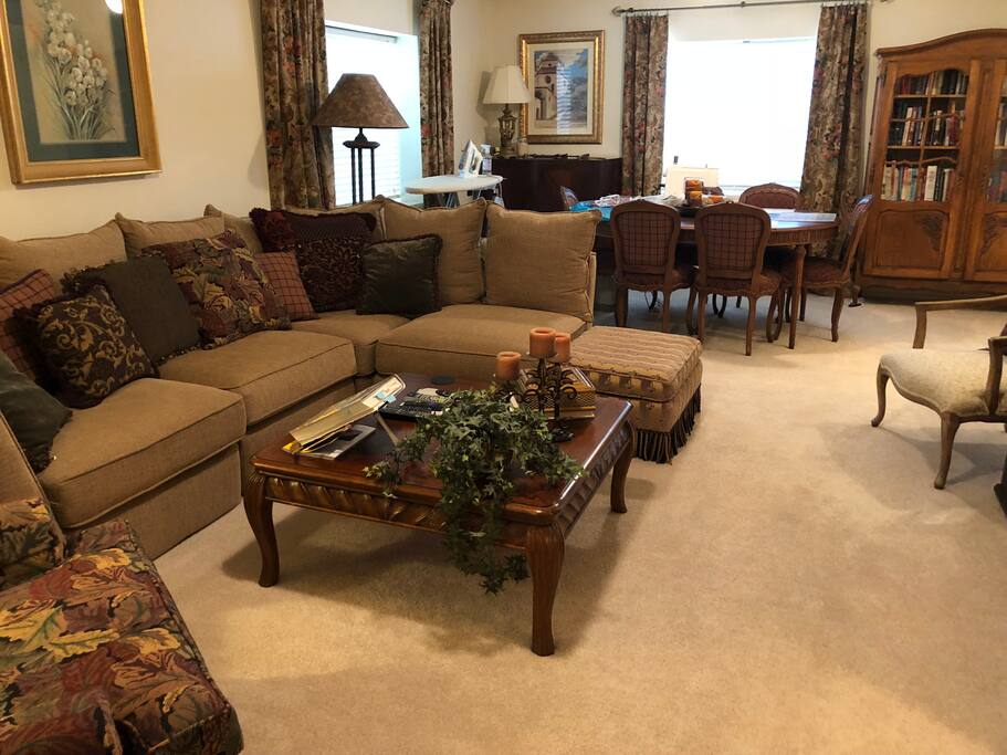 Lower level family room & dining for guests