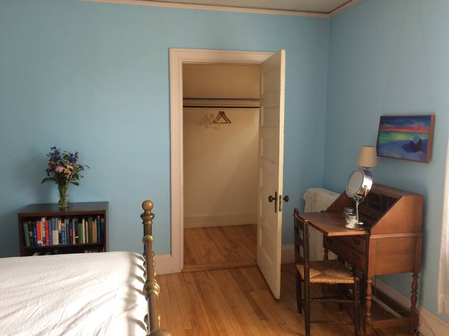 A large closet in the master bedroom