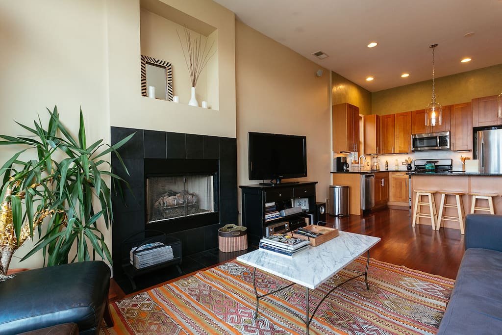 Living area and kitchen great room