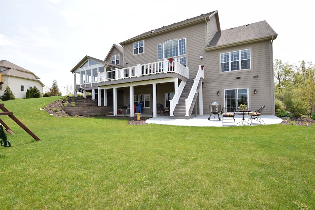 Easy access to kids swingset and backyard from deck