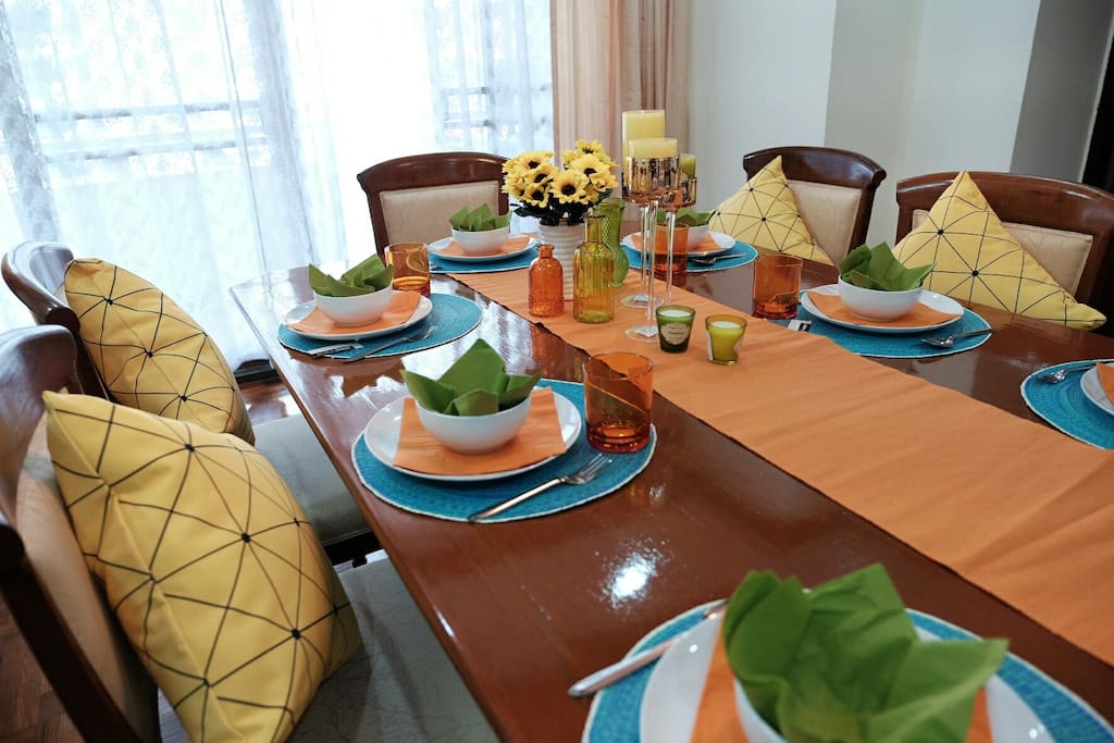 Dining table with all table ware