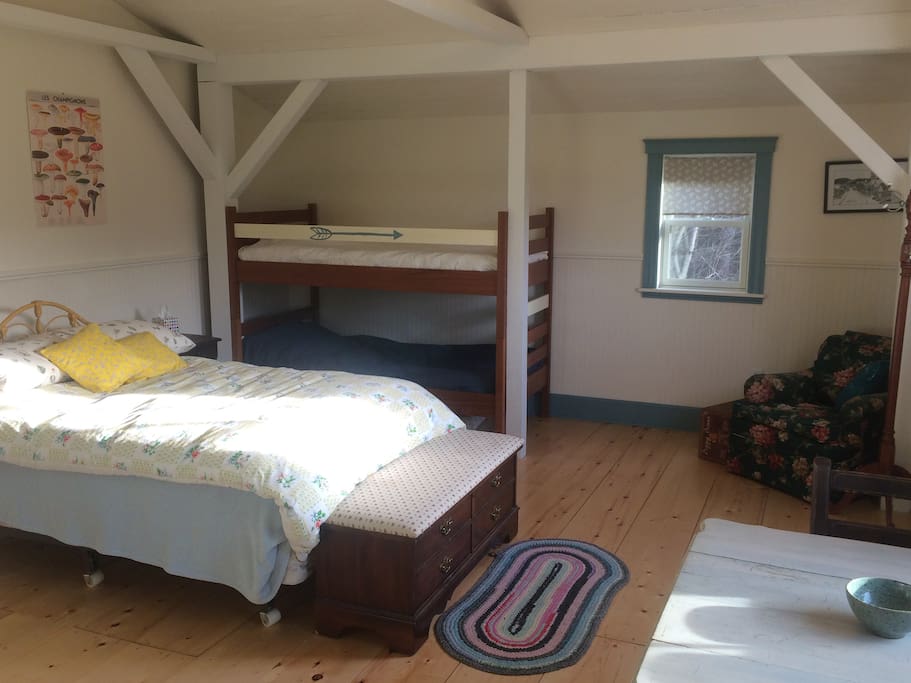 View of bunk beds and reading nook.
