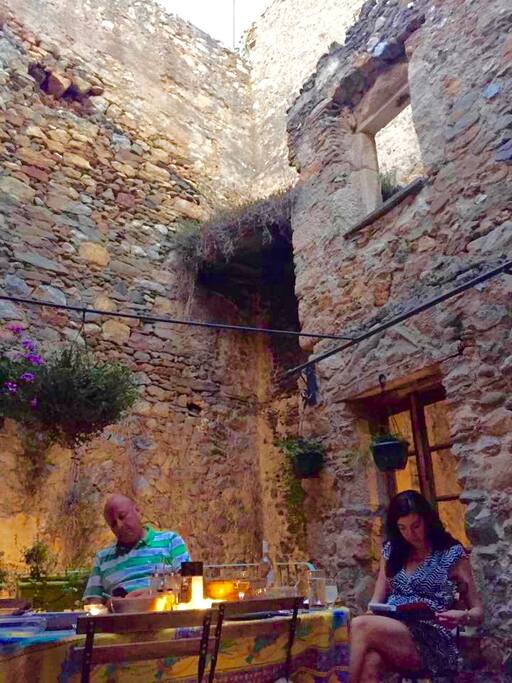 Enjoying dusk on the terrace.