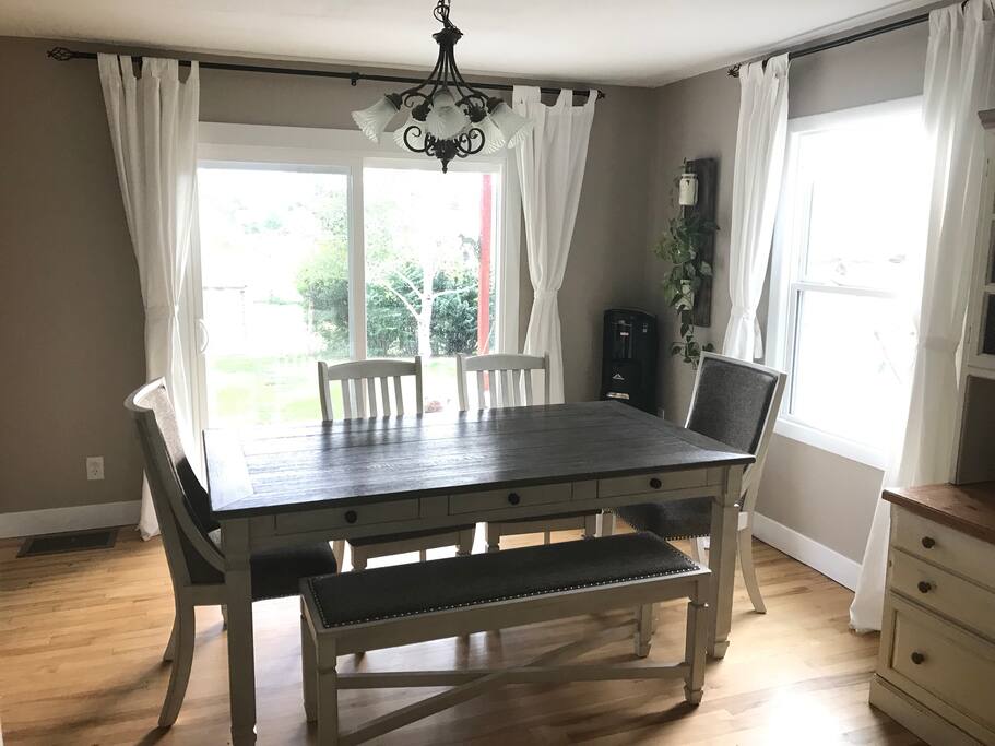Dining room with sliding door to back yard patio.