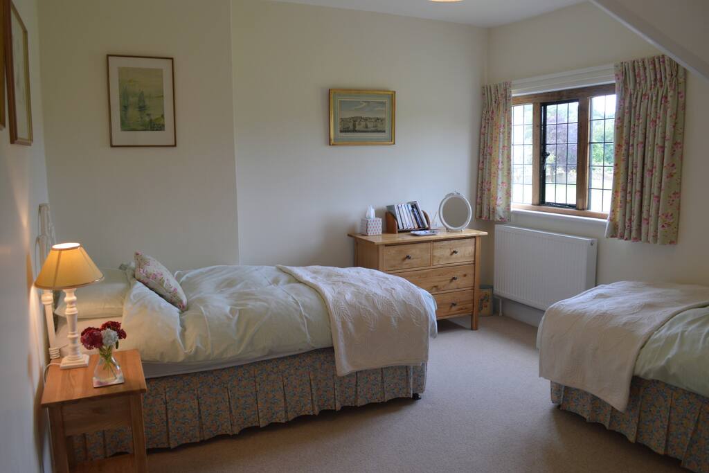 Twin room with views over the green
