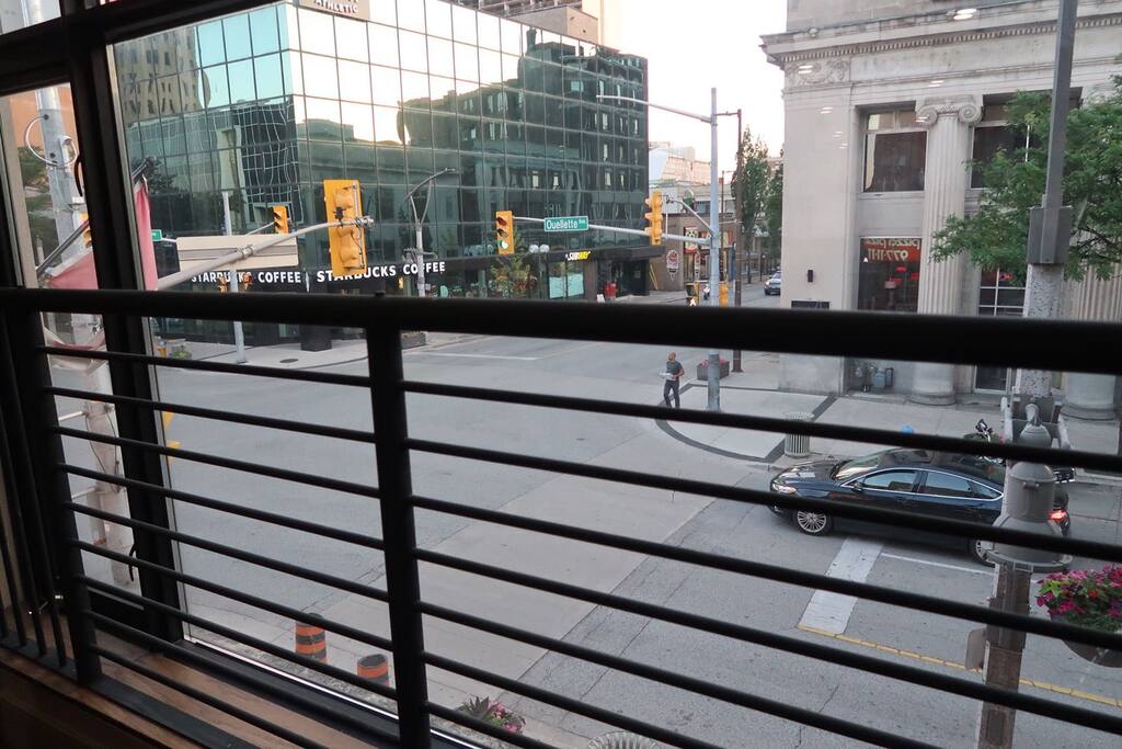 overlooking the hustle and bustle of downtown Windsor