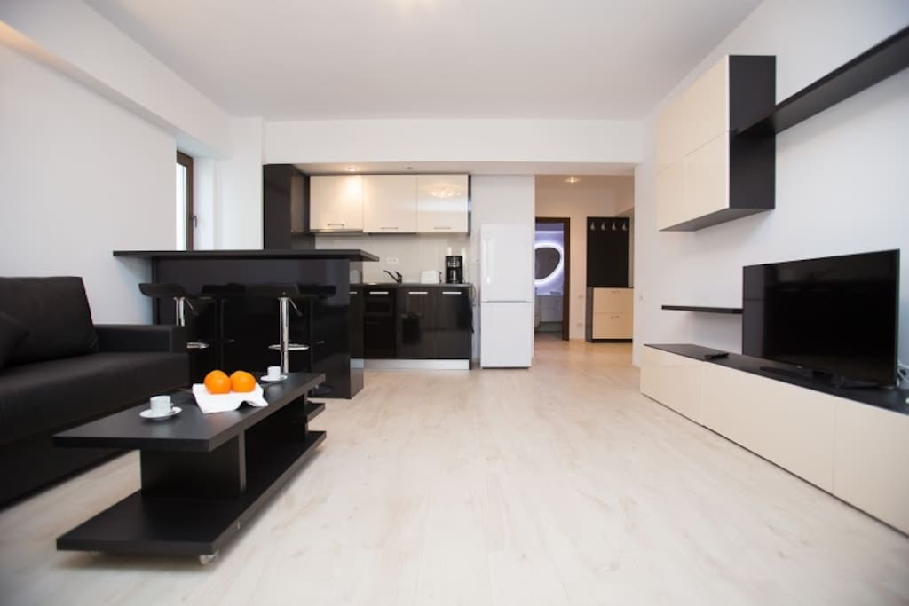 The apartment is perfect choice for families with kids because the kitchen is fully furnished and equipped.