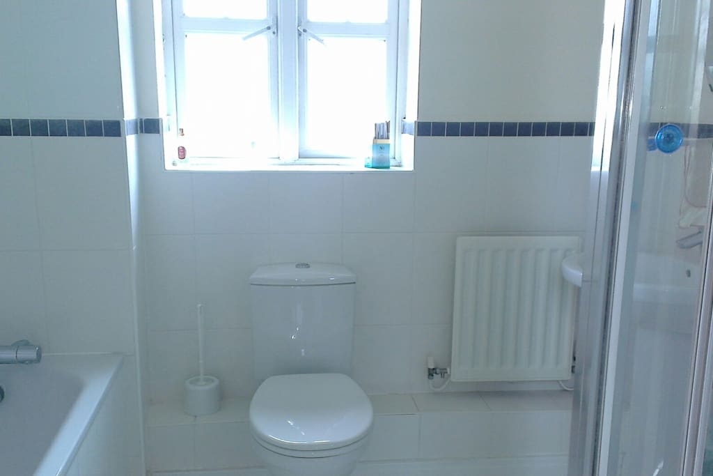 Full size bathroom with separate shower