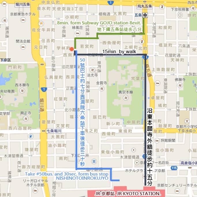 access map from Kyoto station