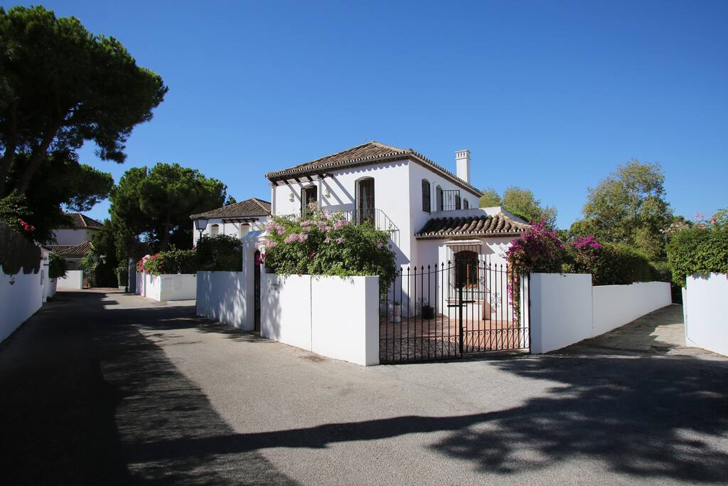 View of the front of the villa including private driveway