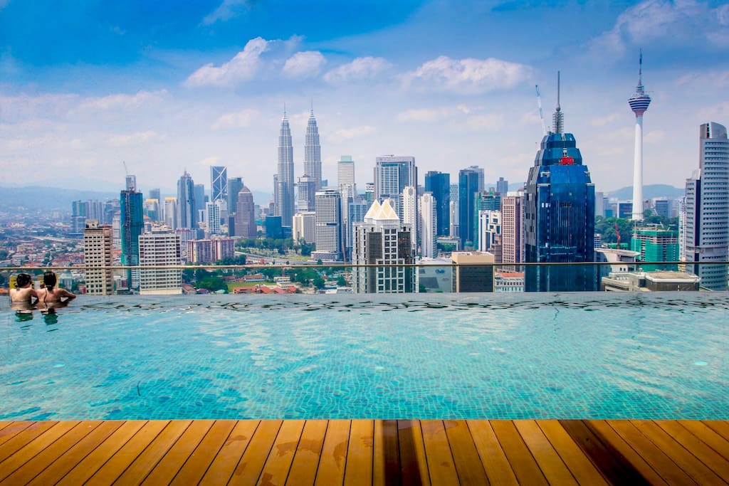 37th-floor infinity rooftop pool. Voted best view in the entire Kuala Lumpur City.