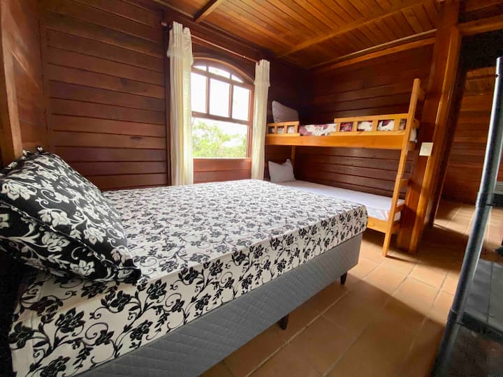 Bedroom 2 - Double box bed with spring mattress (new and very comfortable) and bunk bed with two single beds.