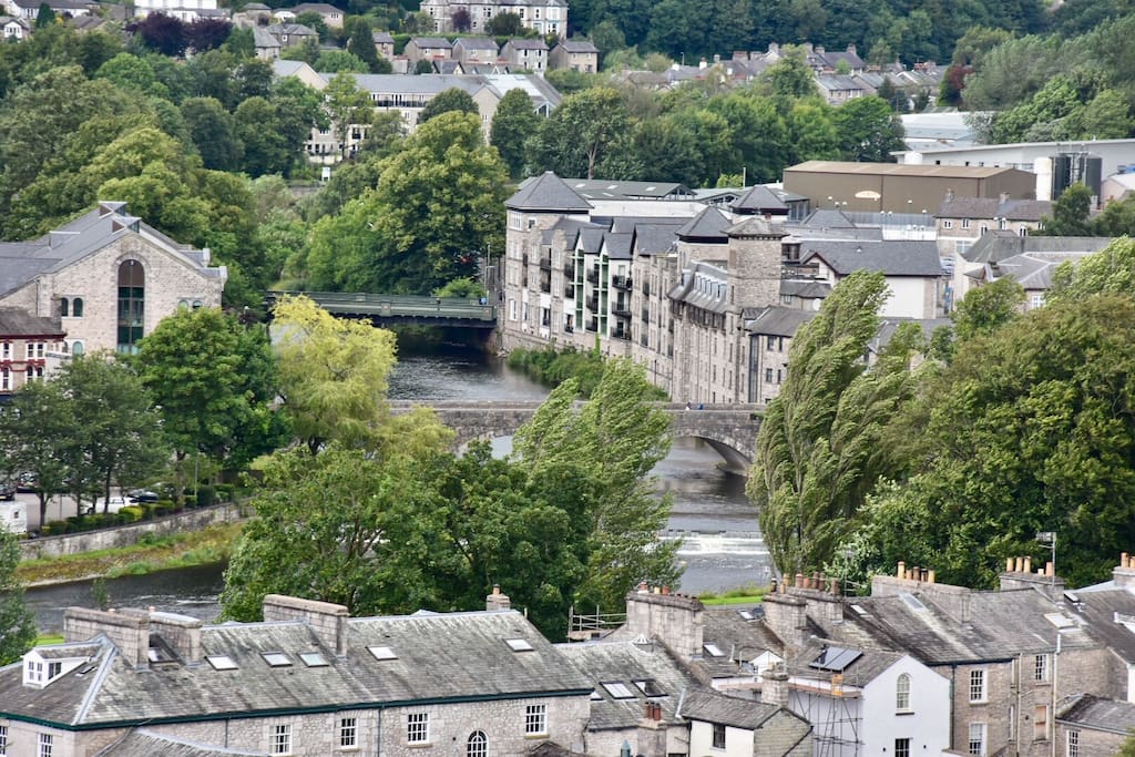 A view to the home - the apartment faces the mountains not the river. From Kendal castle a 20 minute walk from the apartment.