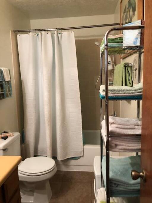 A bathroom of your own, with towels and all supplies.