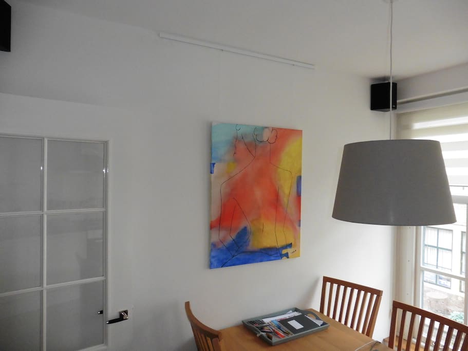 Kitchen with a table for six