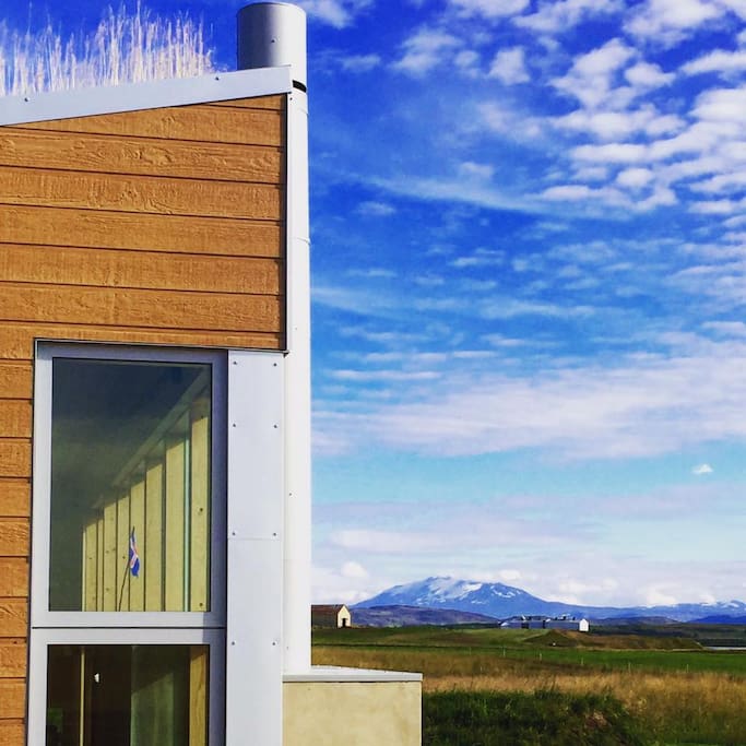 You can see the Volcano Hekla from the Hot tub