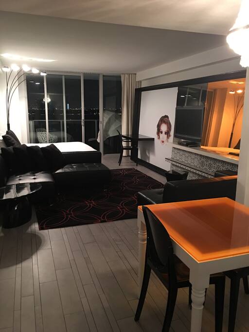 The first bedroom , living room and kitchen and balcony bay view