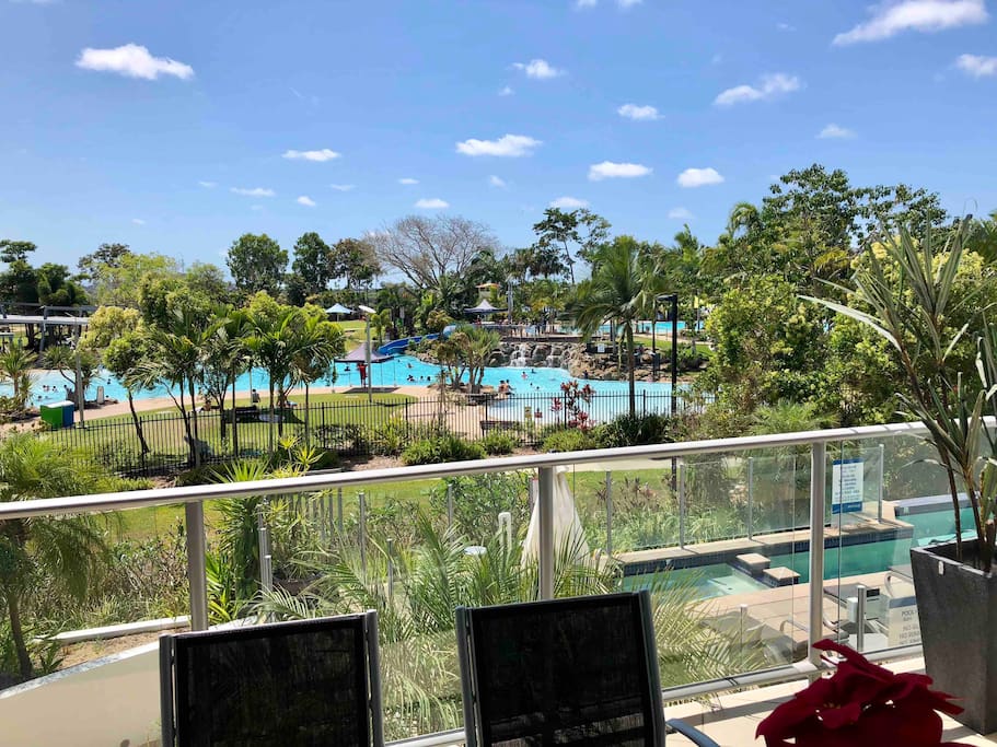 The view from our Balcony, overlooking the Bluewater Lagoon, Rivage Private On-Site Pool and the gorgeous Blue Waters of the Pioneer River.