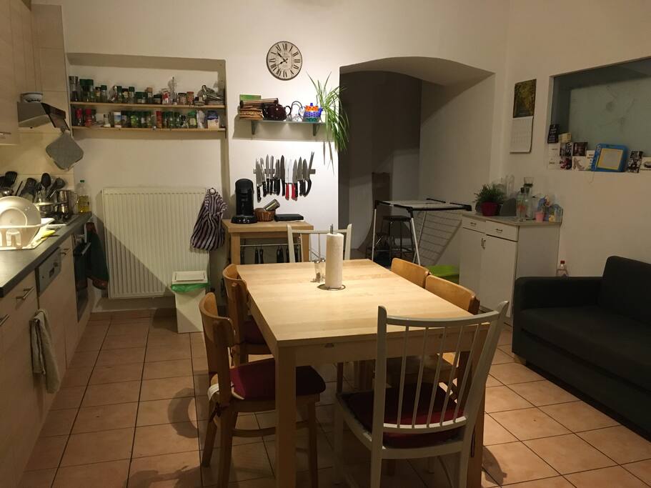 the kitchen