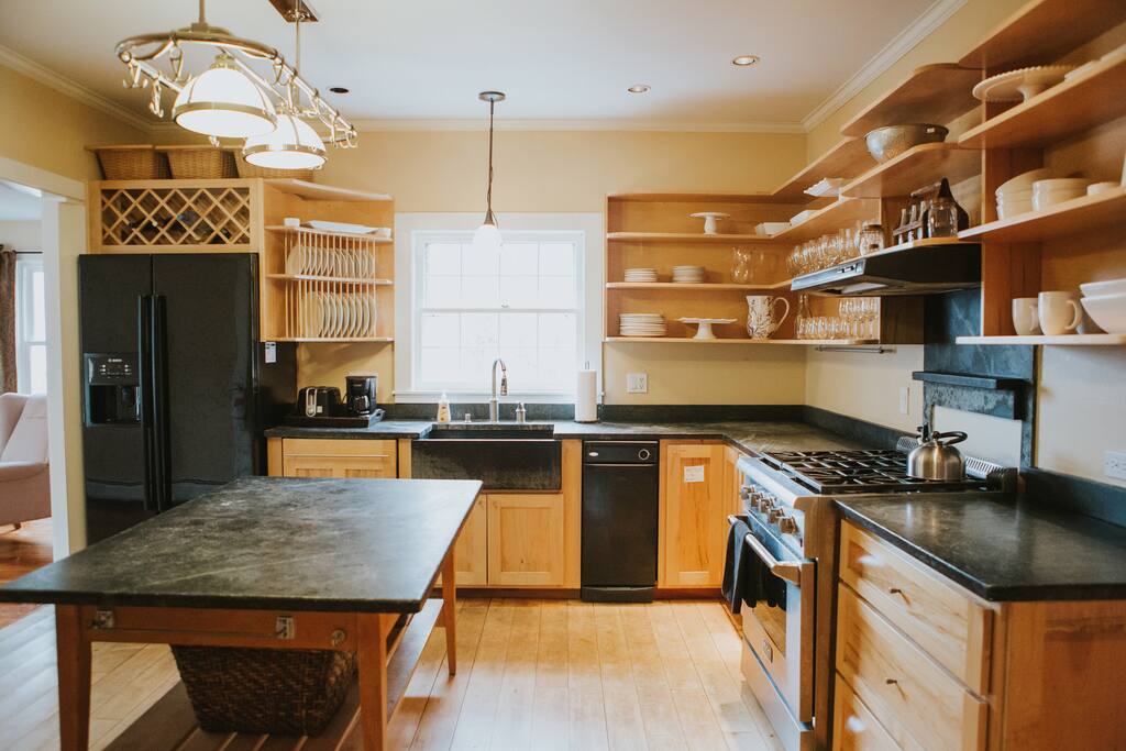 Spacious Kitchen with Beautiful Soapstone Counter