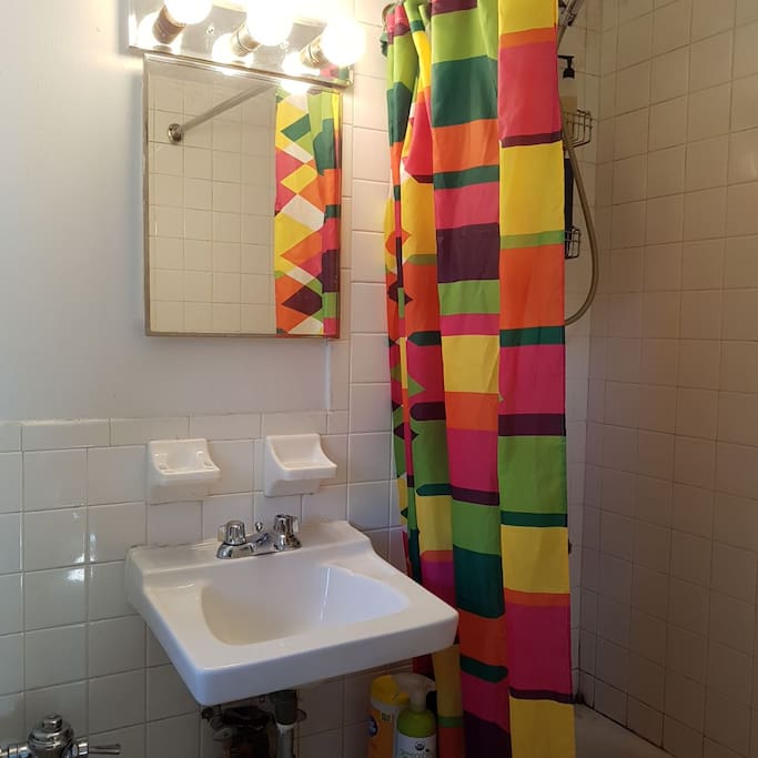 Bright and clean bath with a Deluge of very strong Catskill fresh water pressure