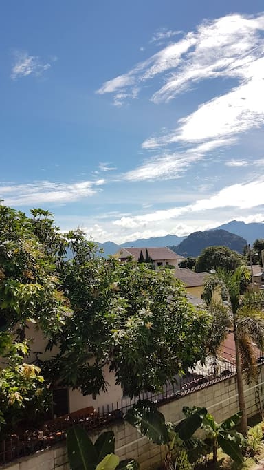 Behind the house