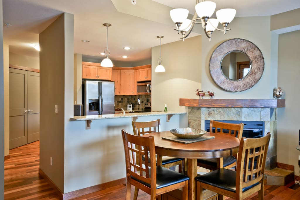 Raised granite eating bar