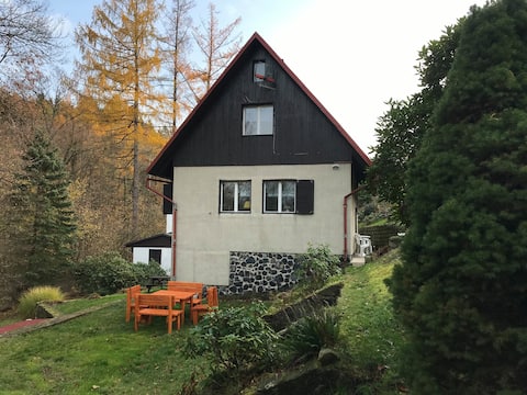 Chřibská swimming pool cottage