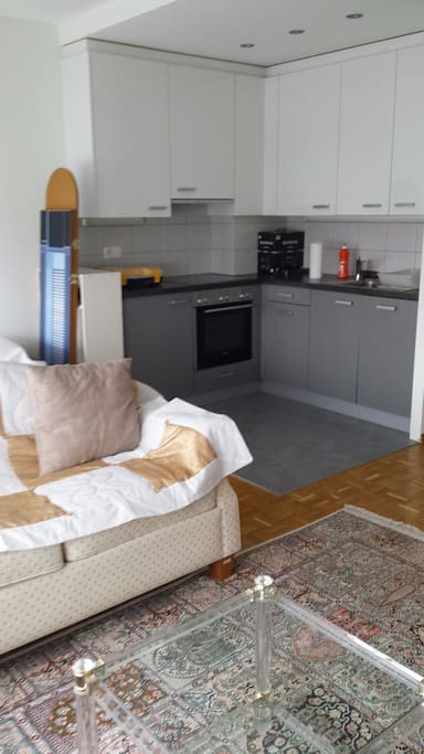 kitchen view from TV area
