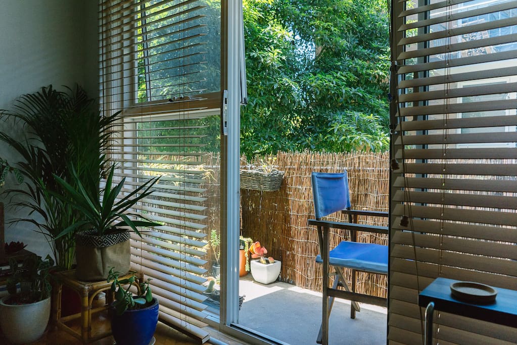 View of the balcony from the sofa