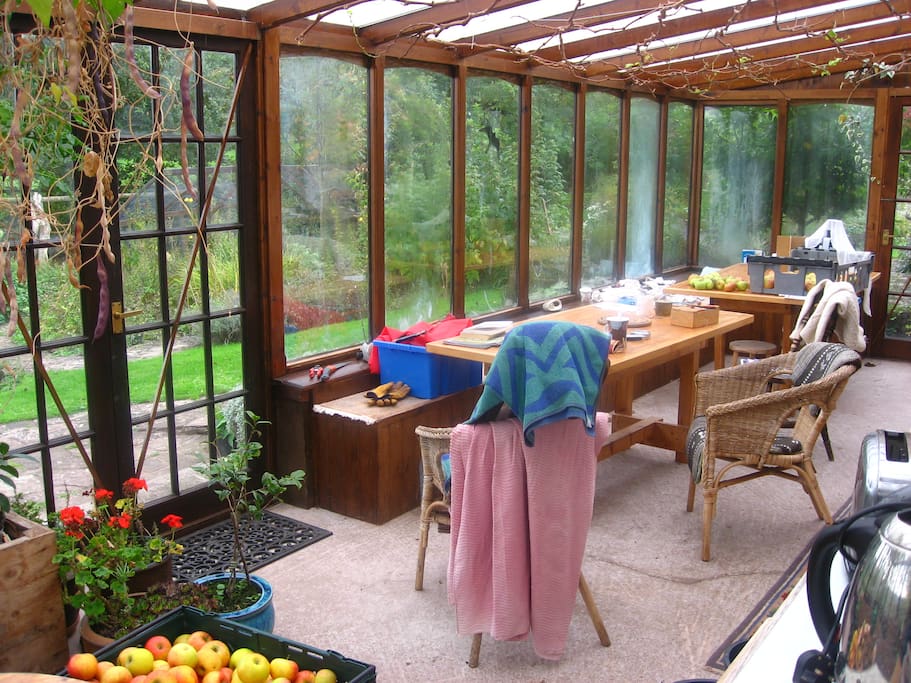 large conservatory with tea, coffee etc