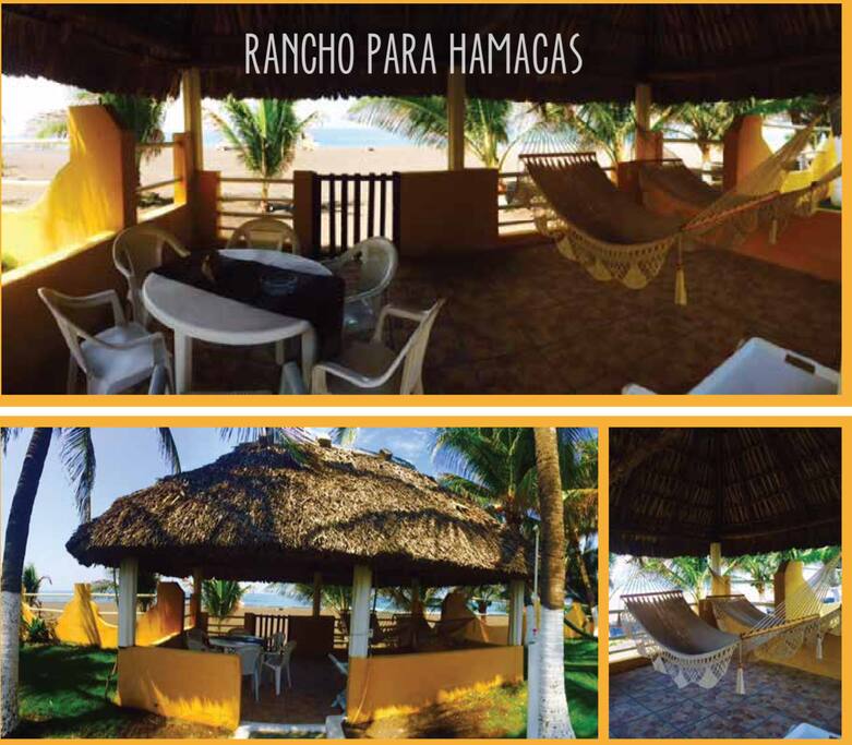 Rancho para hamacas, frente al mar