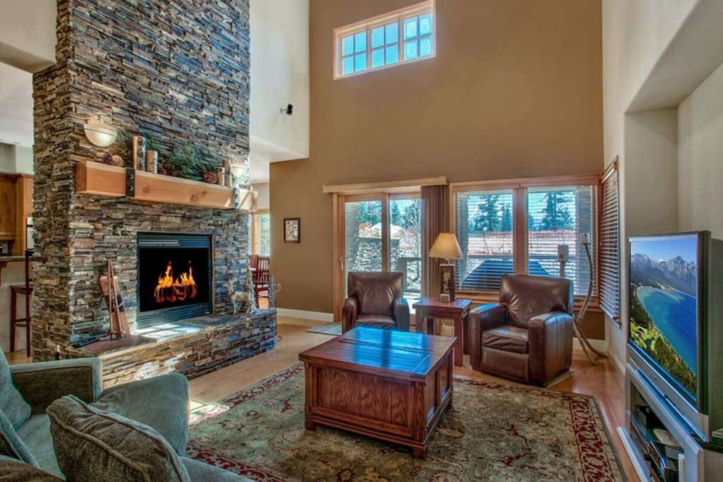 Detailed masonry and towering ceilings give the main living space a larger than life atmosphere.