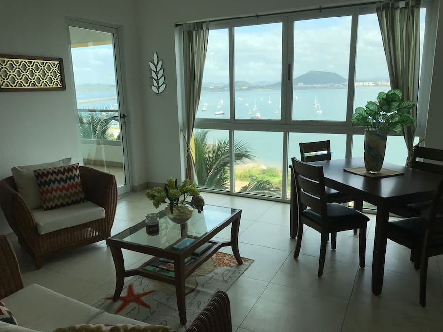 View of the sea from all rooms in the apartment including living room and dining room
