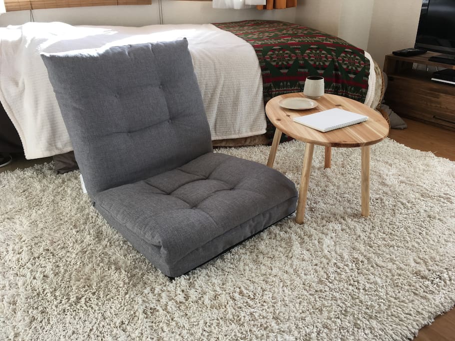 floor chair and small coffee table.