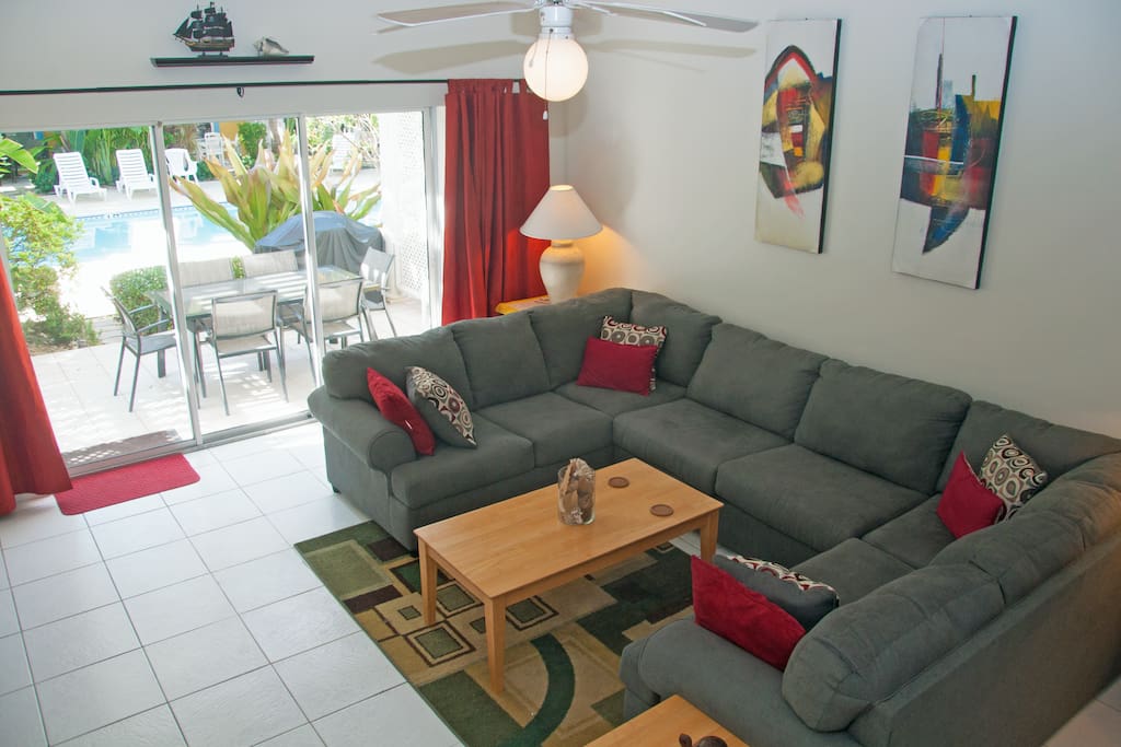 A comfortable sectional for relaxing in the evenings.