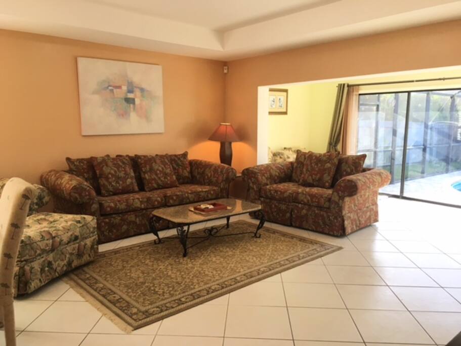 Open Living Room with sliders to deck