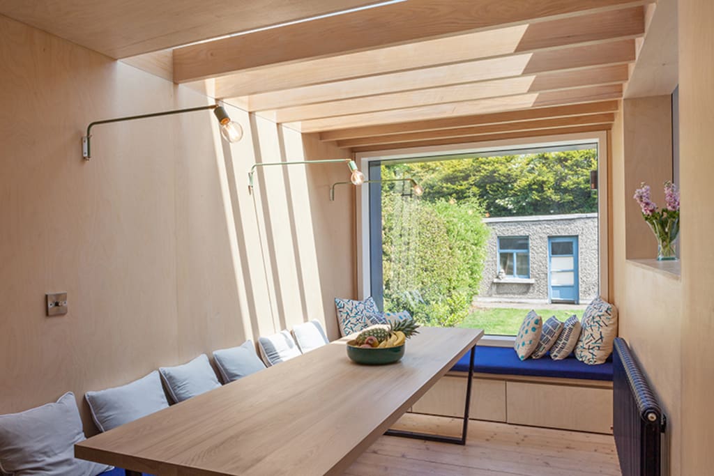 Dining cube with glass rooflight and picture window