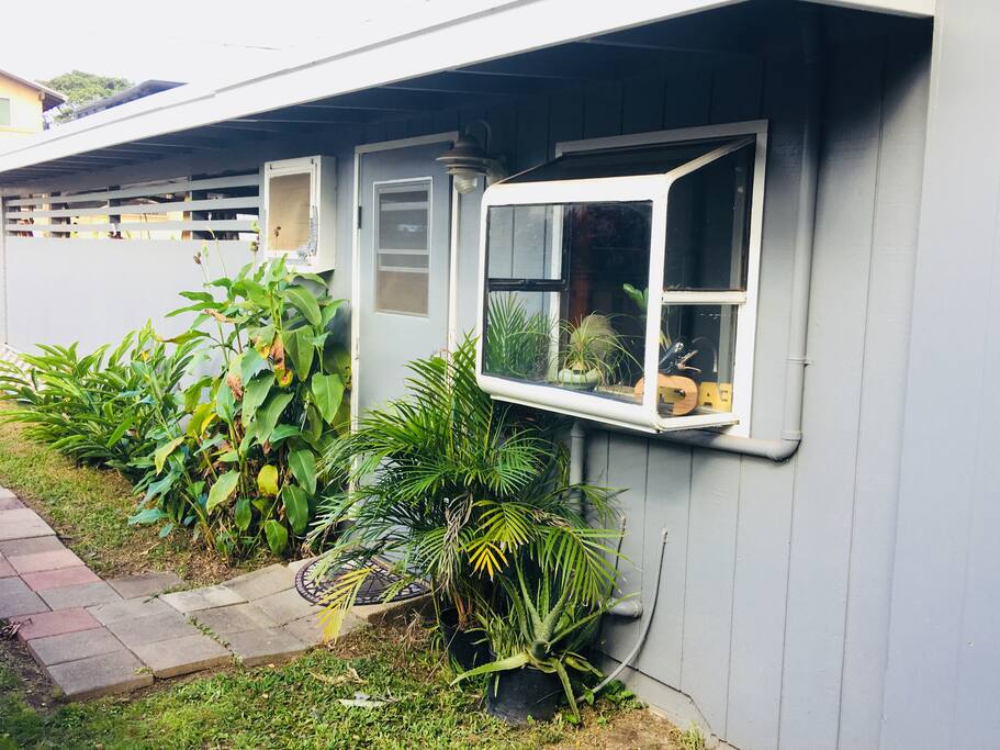 Front entrance / Kitchen window overlooking your private patio