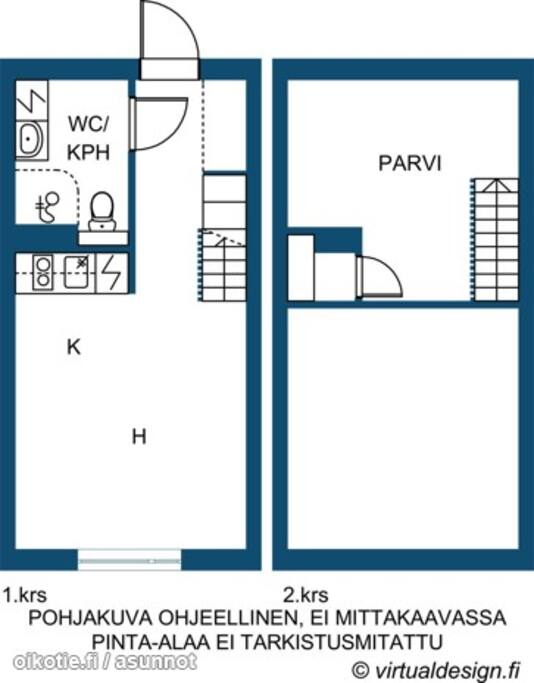 Loft henkinen asunto on rakennettu kahteen tasoon.
