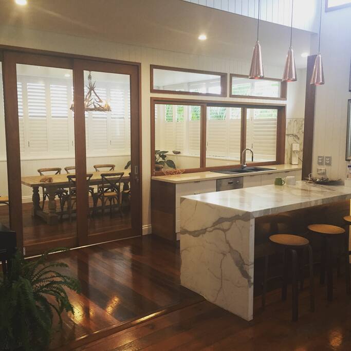 Kitchen leading to alfresco entertainment area