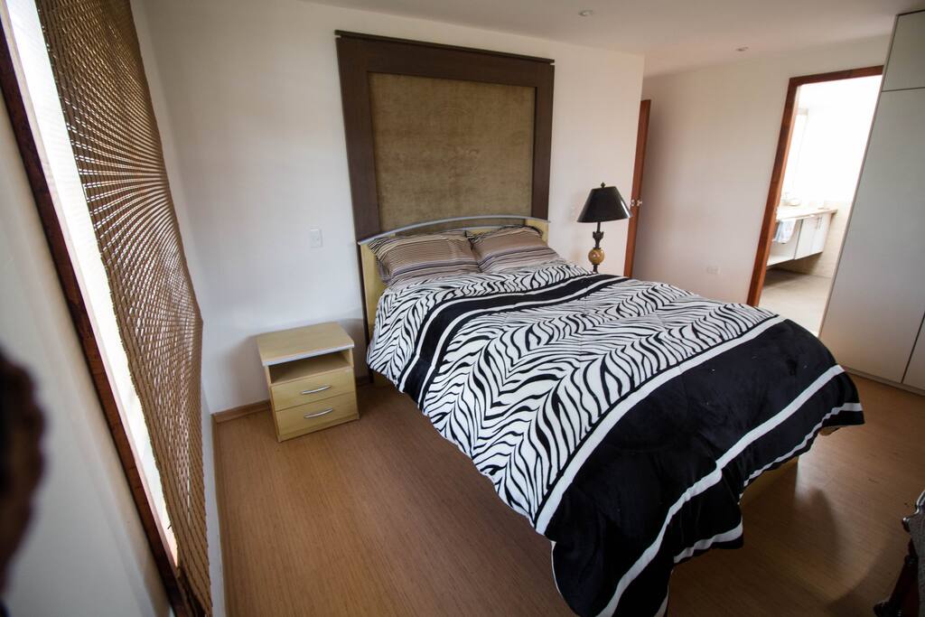 Big room, Queen Bed, with bathroom, and closets for your clothes.