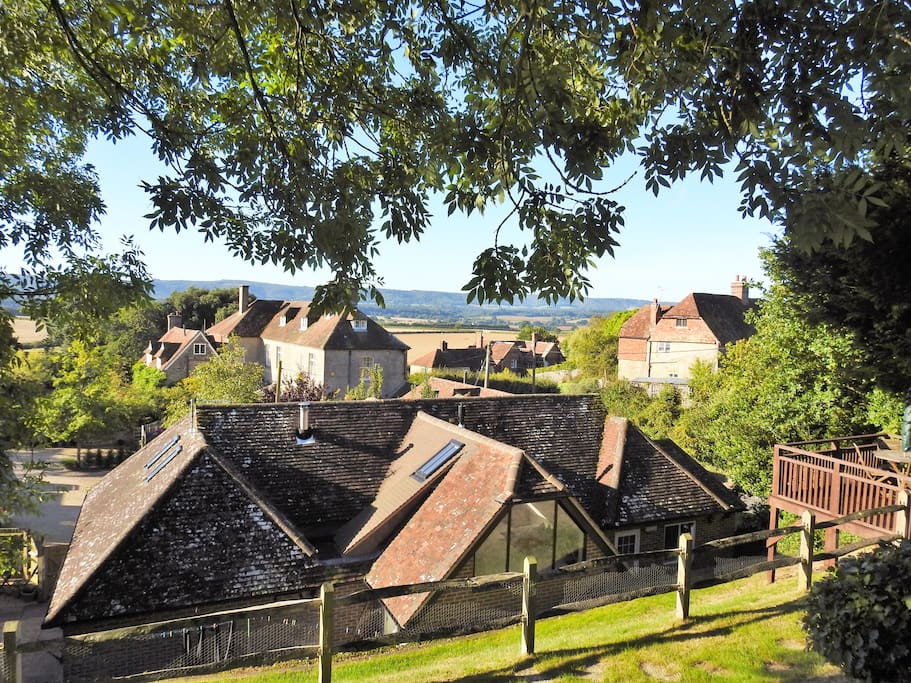 View from the top of the garden towards the south downs