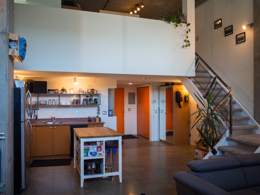 The entire loft from the back - looking to the entrance. lots of space to get comfortable in.