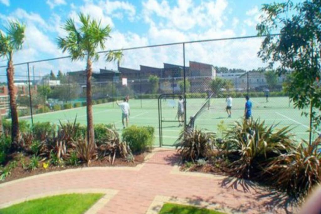 Tennis and Basketball courts are free to use as well as the gym and indoor lap pool.