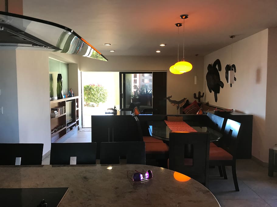 Looking from the kitchen to the patio.