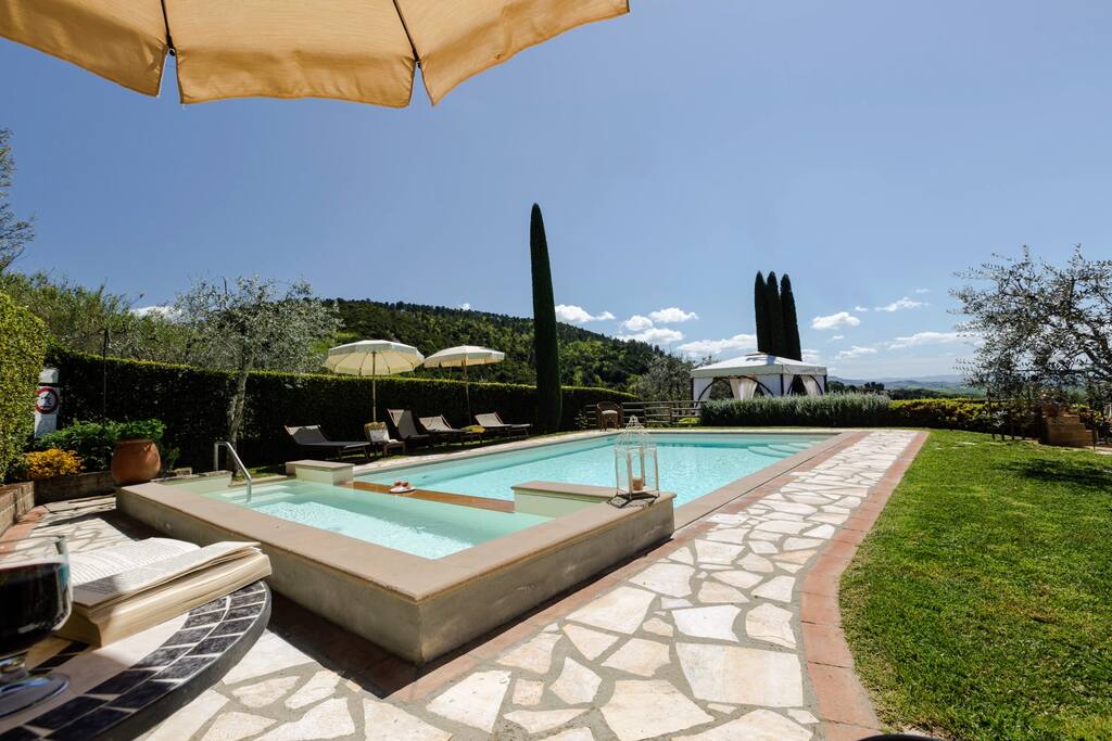 Swimming pool with children's tub