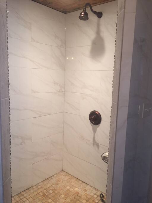 Walk in shower.